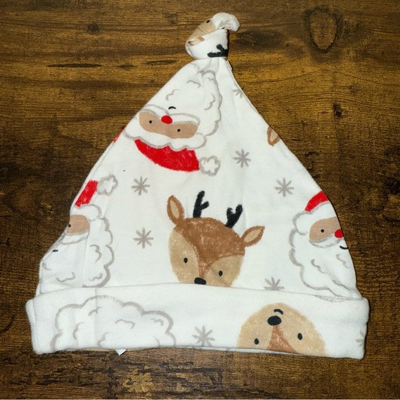 Festive Santa and Reindeer Baby Hat - Picture 1 of 3